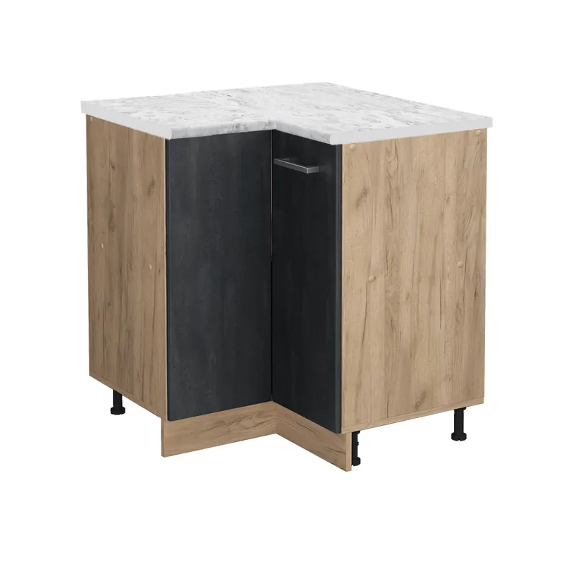 Popular Dulap de bază de colț R-Line Beton negru 75.6 cm marmură AP Vicco