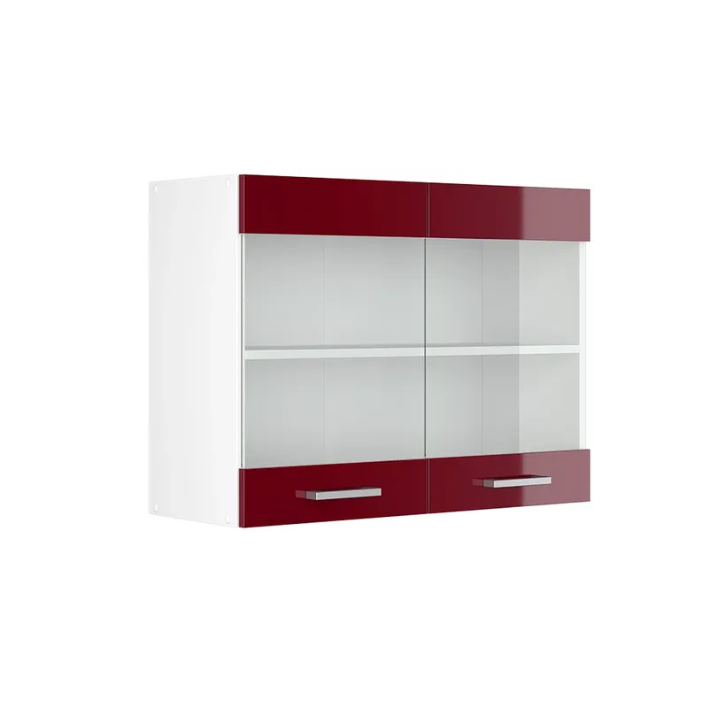Dulap din sticlă de bucătărie R-Line Roșu lucios ridicat 80 cm Vicco Ofertă