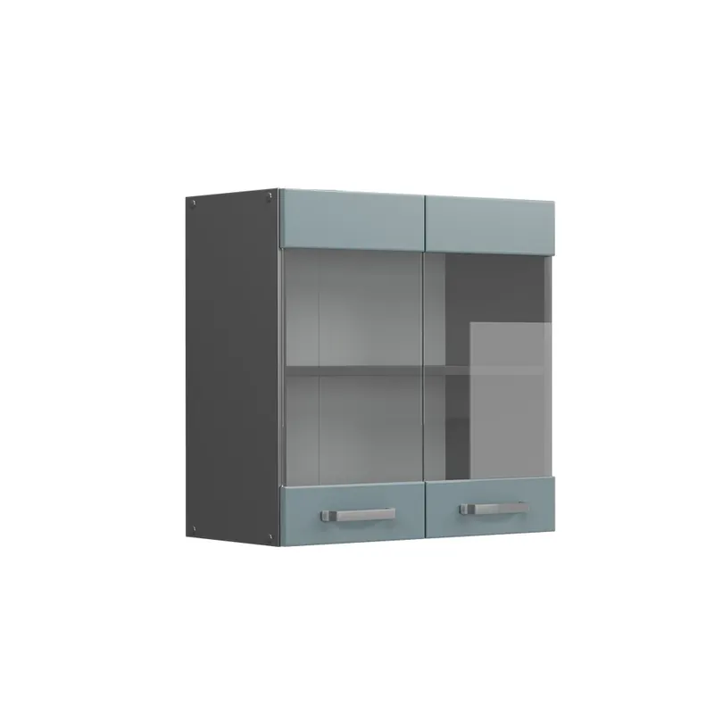 Premium Dulap din sticlă de bucătărie R-Line Albastru-gri 60 cm Vicco