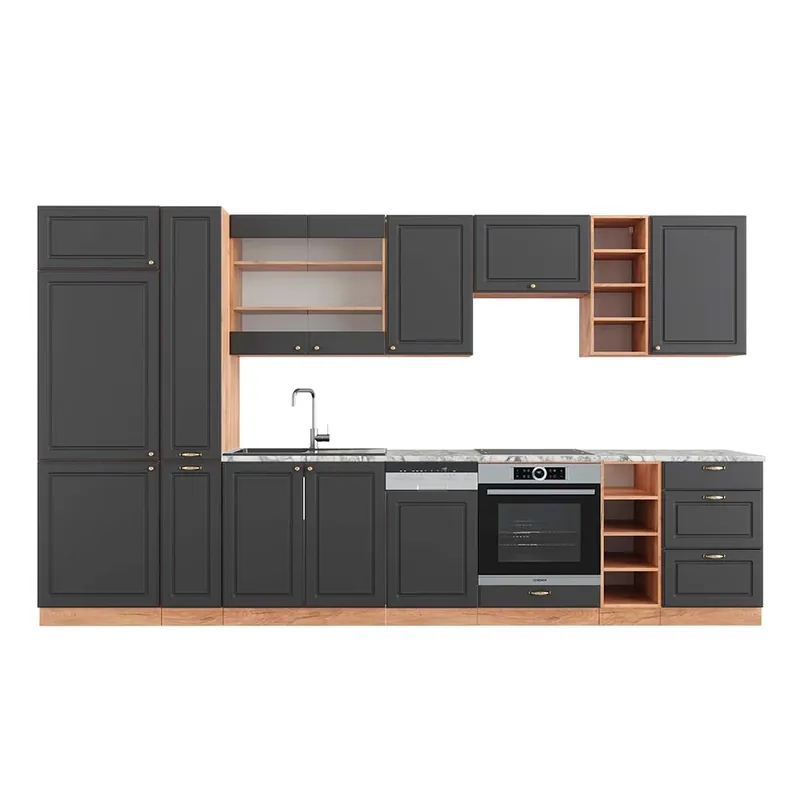 Kitchenette Fame-Line Casă de țară antracit/stejar Goldkraft 355 cm , AP Marmură Vicco Cumpără online