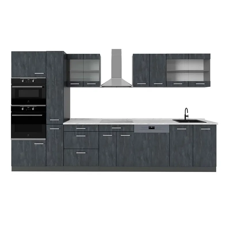 Preț redus Kitchenette R-Line Beton negru/antracit 350 cm , AP Marmură Vicco