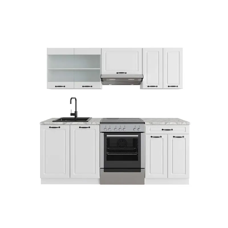 Reducere Kitchenette R-Line Casa albă la țară/Alb 200 cm , AP Marmură Vicco