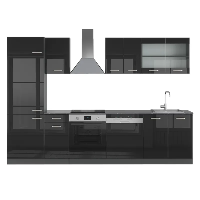 Kitchenette R-Line Negru lucios/antracit 300 cm , AP Antracit Vicco Super ofertă
