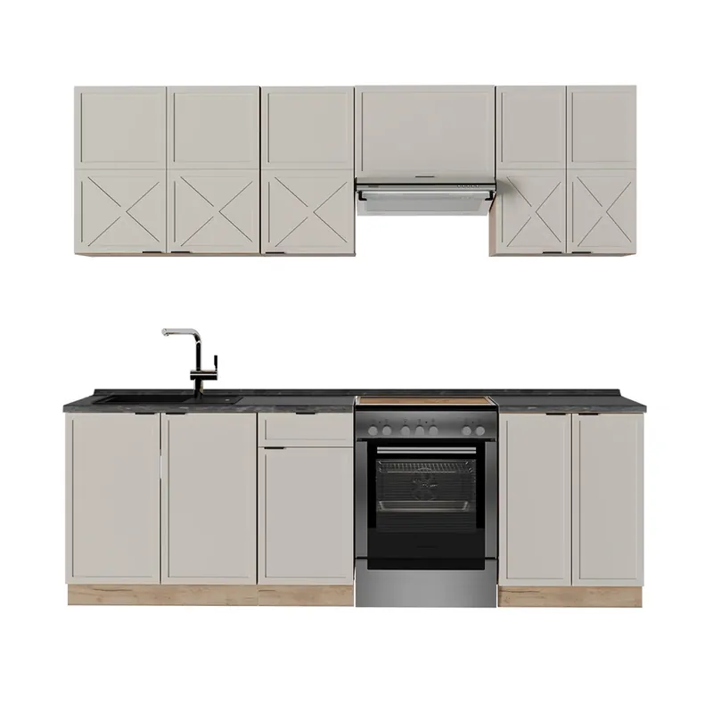Kitchenette Fame-Line GriBej/Goldkraft Stejar 240 cm , AP Antracit Vicco Comandă acum