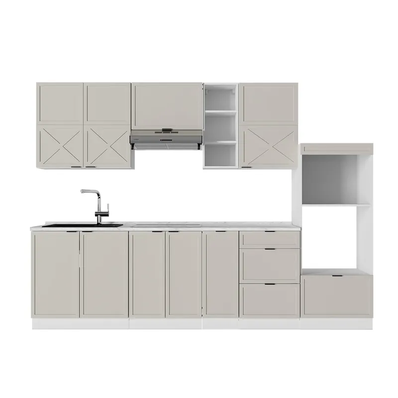 Kitchenette Fame-Line GriBej/Alb 280 cm fara blat Vicco Discount