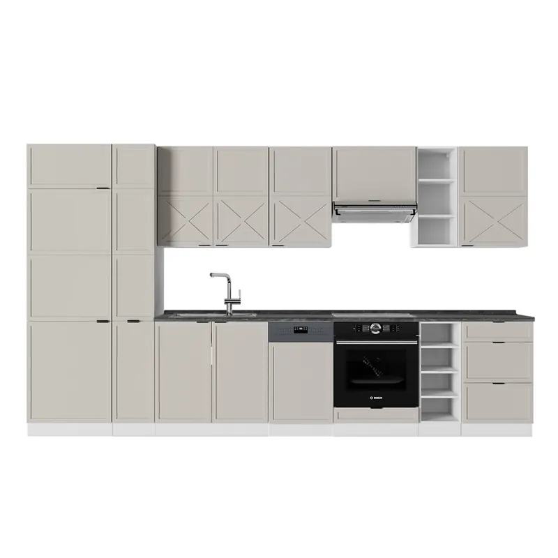 Kitchenette Fame-Line GriBej/Alb 355 cm , AP Antracit Vicco Nu rata