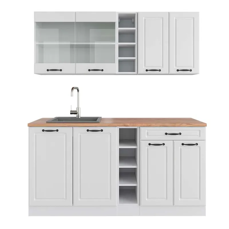 Bucătărie simplă R-Line Casa albă la țară/Alb 160 cm , AP Stejar Vicco Comandă acum