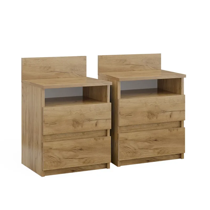 Noptiera Monty Stejar Goldkraft Set de 2 Vicco Retur ușor