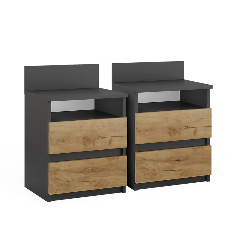 Vezi acum Noptiera Monty Stejar antracit/Goldkraft Set de 2 Vicco