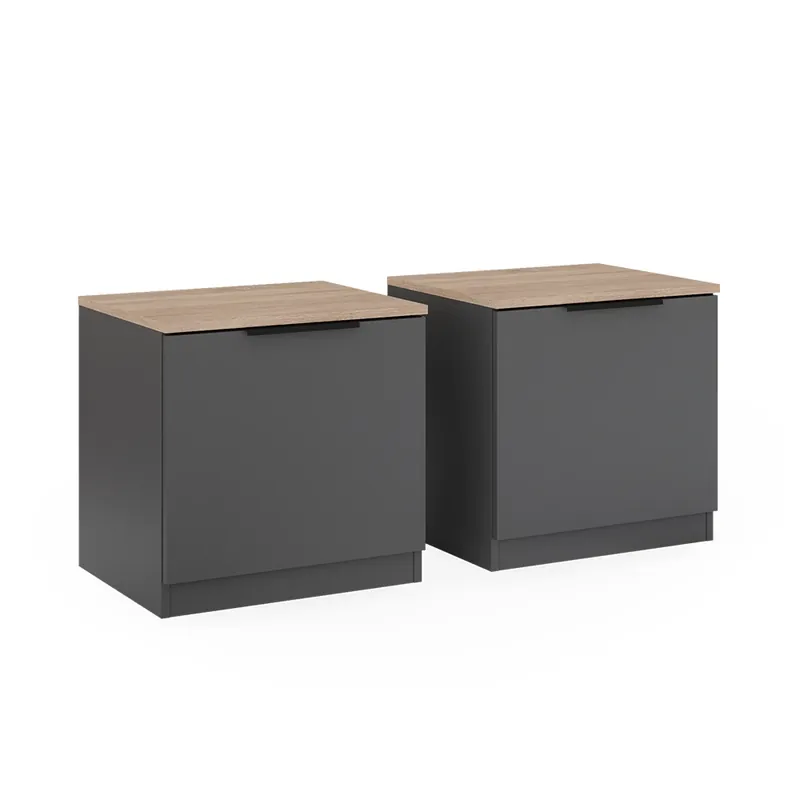 Noptiera Betti Antracit/Sonoma Set de 2 Vicco Calitate înaltă