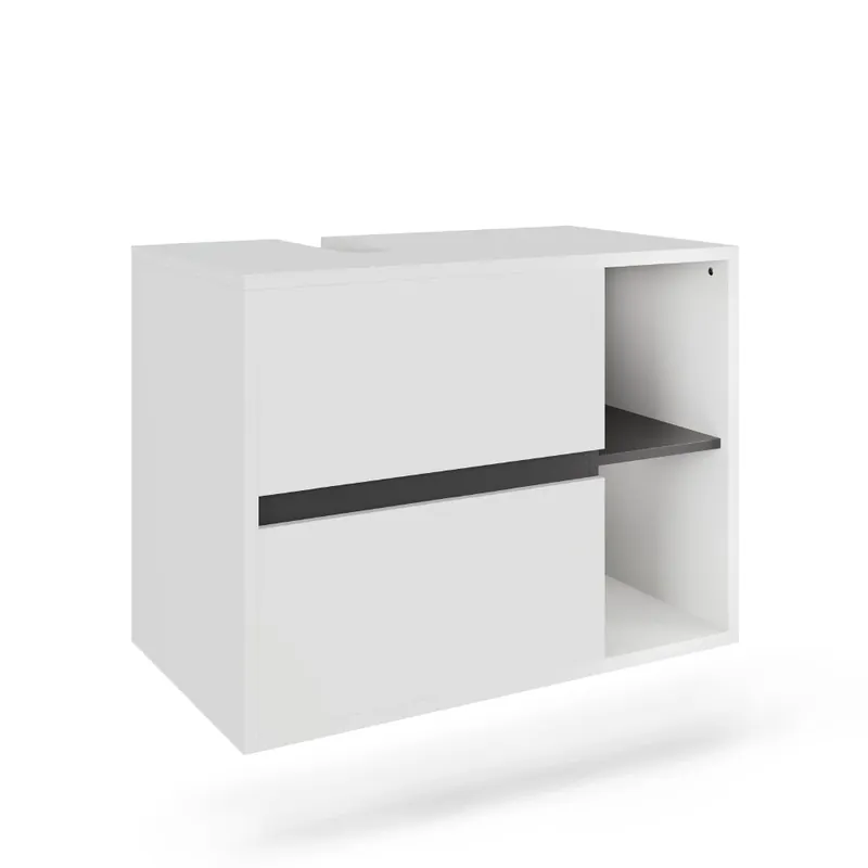 ViccoDulap pentru chiuvetă"Viola",Alb/gri ,80x60 cm cu 2 sertare Retur ușor