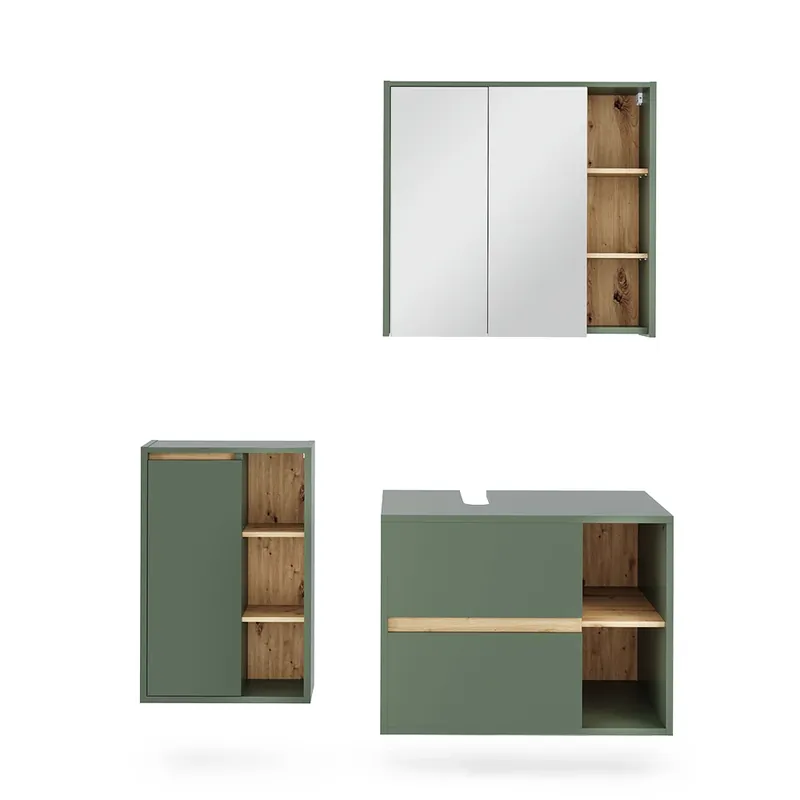 ViccoSet mobilier baie"Viola",Verde/Artisan ,3 părți Retur gratuit