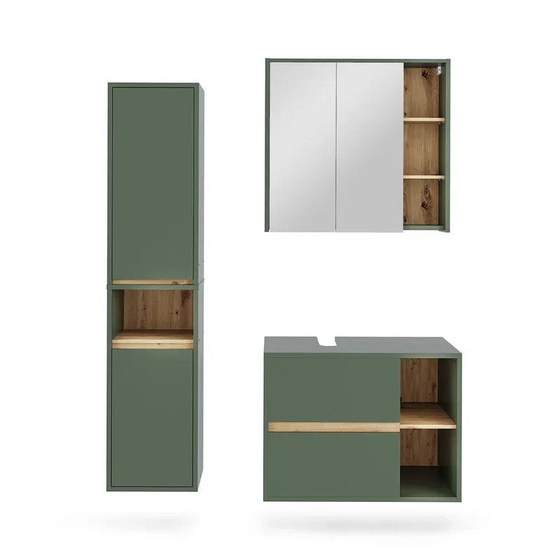 Comandă acum ViccoSet mobilier baie"Viola",Verde/Artisan ,3 părți