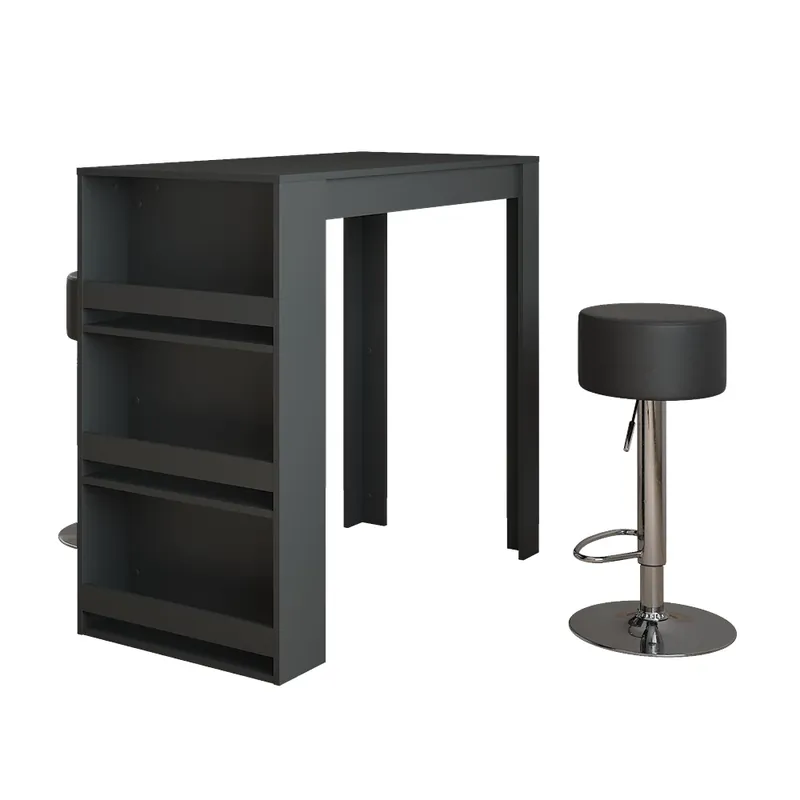 Retur ușor Set masa de bar Repose antracit 57 x 117 cm cu 2 scaune de bar Vicco
