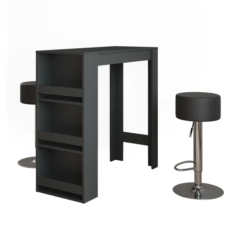 Set masa de bar Repose antracit 45 x 110 cm cu 2 scaune de bar Vicco Ofertă limitată