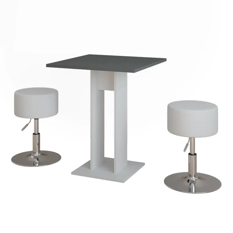 Set de mese Repose Alb/antracit 65 x 65 cm cu 2 taburete Vicco Retur ușor
