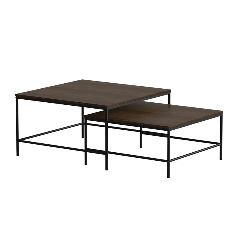 Cumpărături sigure Set masuta de cafea Ramio Stejar rustic/negru 80 x 80 cm 2 părți Vicco
