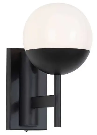 Retur ușor Aplica de perete Max Light Dallas W0255 negru metal sticla alba 1x40W