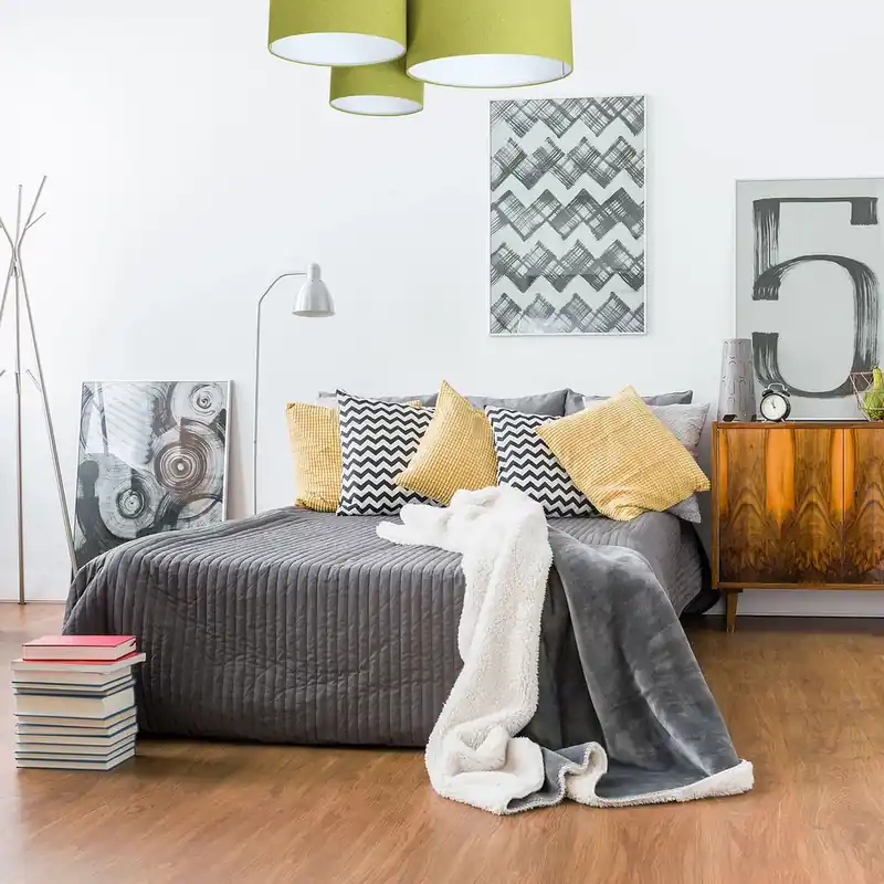 Discount Elemente 60W E27 lampă de plafon din feltru verde / alb