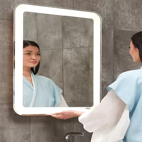 Cumpărături sigure Oglinda de baie dreptunghiulara 80x60 cm, retractabila cu iluminare LED Miior 80 Zen 201683+R-BA-B