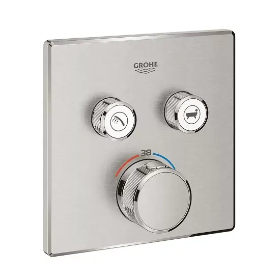 Ofertă limitată Baterie de dus incastrata, termostatata, cu 2 iesiri, Grohe Grohterm Smartcontrol, crom mat (supersteel) 29124DC0