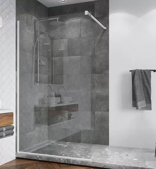 Reducere extra Perete de dus tip Walk-In, cu profil compensator de fixare pe perete, Ronal Easy STR4P White Line