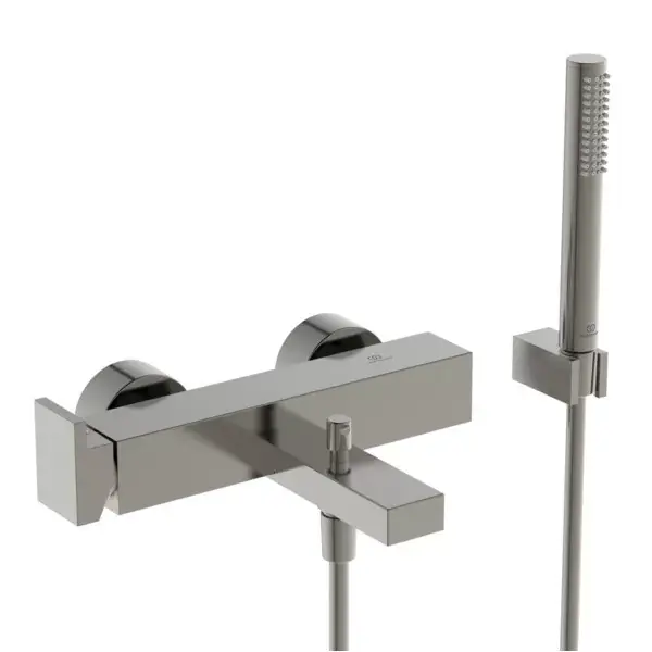 Disponibil imediat Baterie cada dus monocomanda, cu set de dus, gri metalic (silver storm), Ideal Standard Extra BD514GN