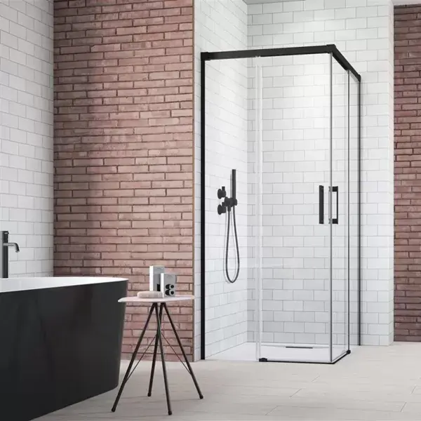 Cabina de dus rectangulara, cu usi culisante, negru mat, Radaway Idea 8 Black KDD Ieftin