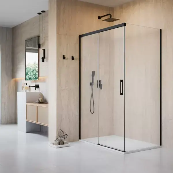 Noutate Cabina de dus rectangulara, cu usa culisanta, negru mat, Radaway Idea 8 Black KDJ