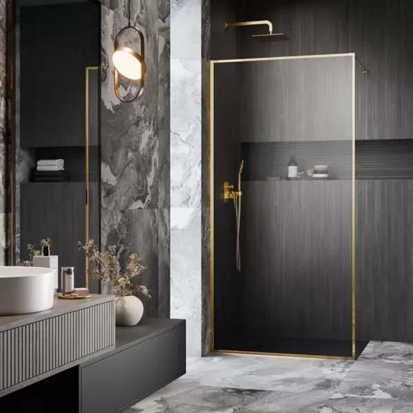 Ofertă exclusivă Perete de dus tip Walk-In universal, auriu lucios, Radaway Modo F Gold II