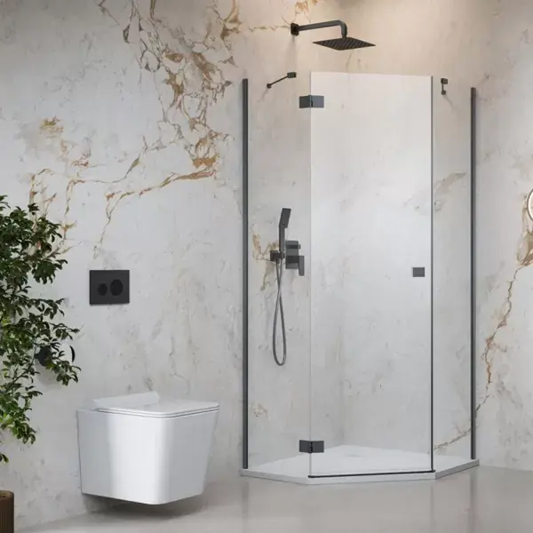 Cabina de dus pentagonala, cu usa pivotanta, antracit periat, Radaway Essenza Brushed GunMetal PTJ Ofertă limitată