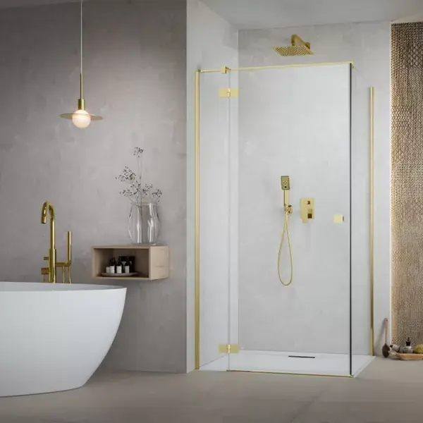 Cabina de dus rectangulara, cu usa pivotanta, auriu lucios, Radaway Essenza Gold KDJ Expediere rapidă
