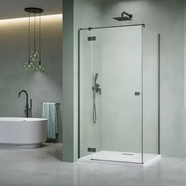 Ofertă Cabina de dus rectangulara, cu usa pivotanta, antracit periat, Radaway Essenza Brushed GunMetal KDJ