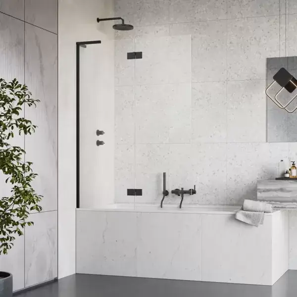 Paravan pentru cada de baie, negru mat, Radaway Essenza 8 SL Black PND II Nu rata