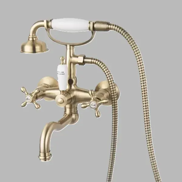Baterie cada dus cu 2 manere, cu set de dus, bronz periat, FDesign Lacrima FD1-LRA-11-66 Reducere extra