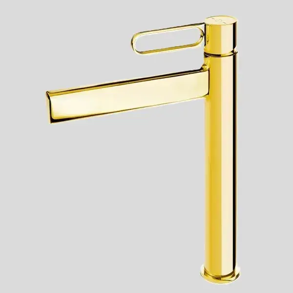 Baterie lavoar monocomanda inalta, marimea XL, cu ventil click-clack, auriu lucios, FDesign Zaffiro FD1-ZFR-2L-55 Discount
