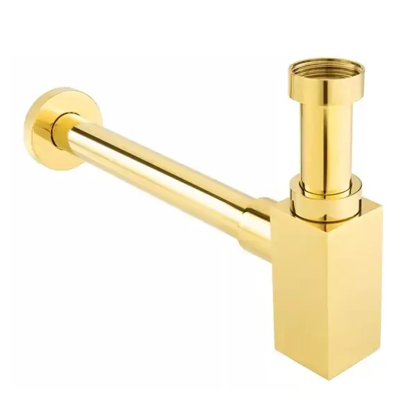 Plată sigură Sifon pentru lavoar, rectangular, auriu lucios, FDesign Kleome FD7-202-55