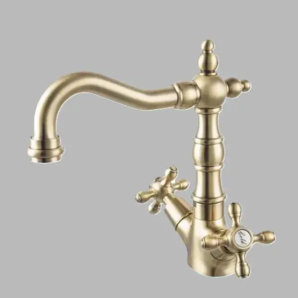 Baterie de bucatarie cu 2 rozete, cu pipa tip lebada, bronz periat, FDesign Lacrima FD1-LRA-4-66 Nu rata