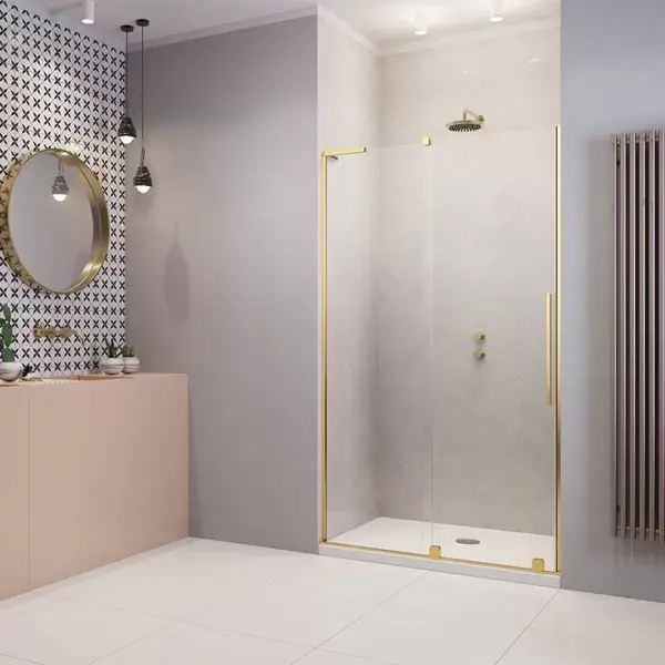 Usa de nisa culisanta, cu stabilizatorului unghiular L, auriu lucios, Radaway Furo SL Gold DWJ Calitate înaltă