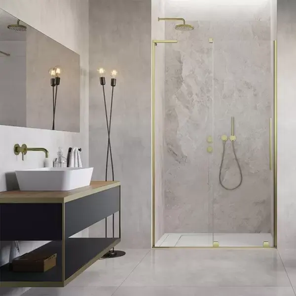 Chilipir Usa de nisa culisanta, cu stabilizatorului unghiular L, auriu periat, Radaway Furo SL Brushed Gold DWJ