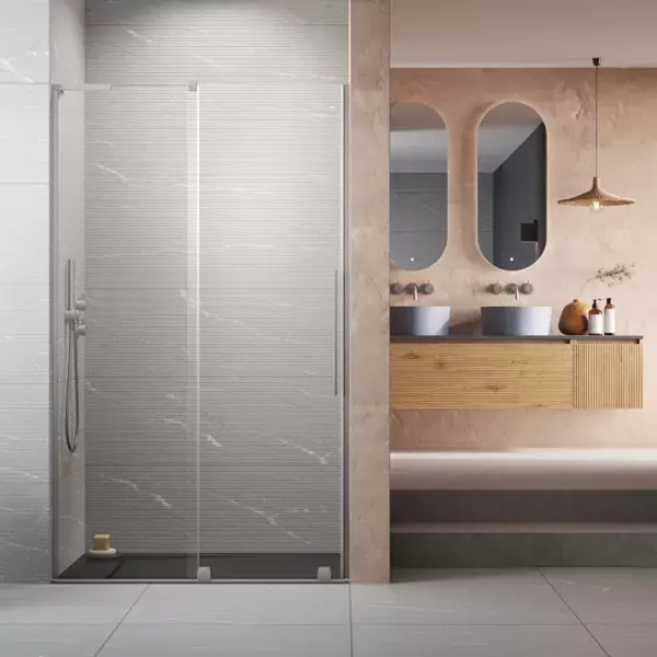 Cumpărături sigure Usa de nisa culisanta, cu stabilizatorului unghiular L, nichel periat, Radaway Furo SL Brushed Nickel DWJ