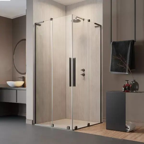 Cabina de dus rectangulara, cu usi culisante si stabilizatorului unghiular L, antracit periat, Radaway Furo SL Brushed GunMetal KDD Popular