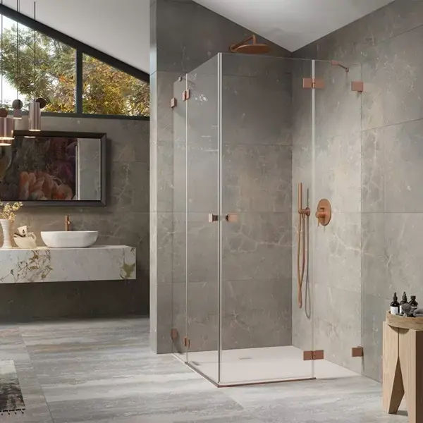 Plată securizată Cabina de dus rectangulara, cu usi pivotante, cupru periat, Radaway Essenza Pro Brushed Copper KDD