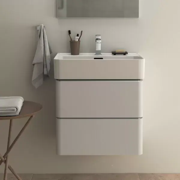 Preț redus Mobilier de baie 60 cm, doua sertare, alb lucios, cu lavoar Strada II, Ideal Standard Adapto T4300WG+T364401