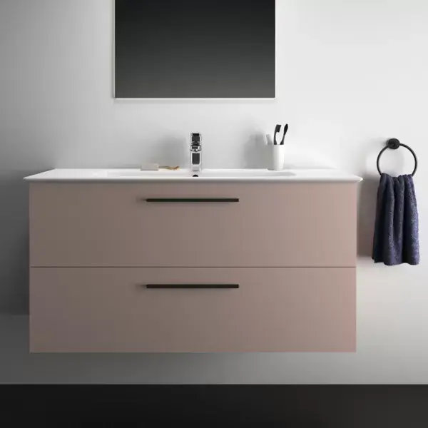Mobilier de baie 120 cm gri-bej mat, cu doua sertare si lavoar adanc, Ideal Standard i.Life A T5258NH+T462201 Retur gratuit