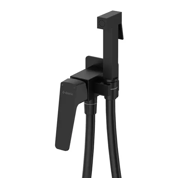 Set dus igienic cu baterie incastrata, furtun si suport, negru, Deante Blur BQL_N34M Mai ieftin