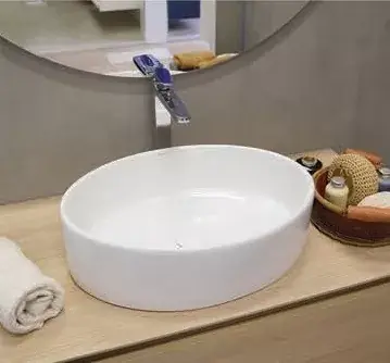 Lavoar pe blat ceramic oval 50x35.5 cm, alb, Fluminia Hera CBA072 Comandă acum