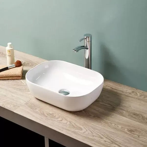 Lavoar pe blat ceramic dreptunghiular 45.5x32 cm, alb, Fluminia Crius White CBA426 Ultima șansă