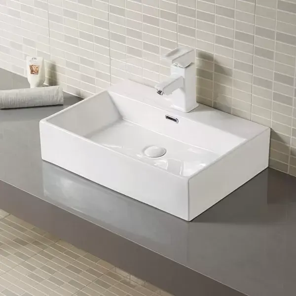 Reducere Lavoar pe blat ceramic dreptunghiular 50x35.5 cm, alb, Fluminia Pluto-50 CBA492B