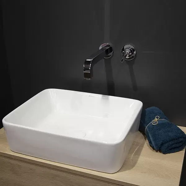Calitate înaltă Lavoar pe blat ceramic dreptunghiular 48x37cm, alb, Fluminia Ares CBA022